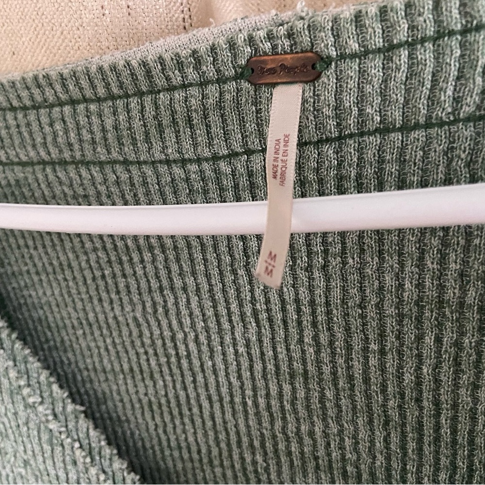 Free People, Easy V Sweatshirt in Dried Pine: Green/Blue - Picture 7 of 11